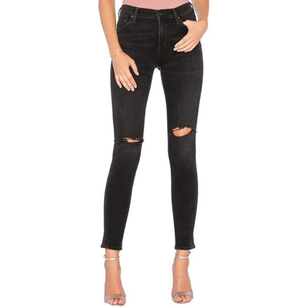 Citizens of Humanity black distressed skinny jeans sz 26